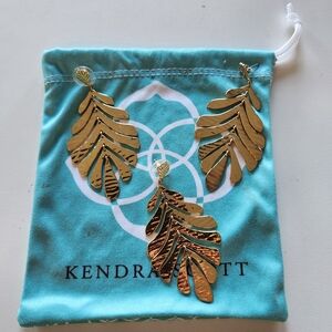 Kendra Scott Gold Leaf Drop Earrings
